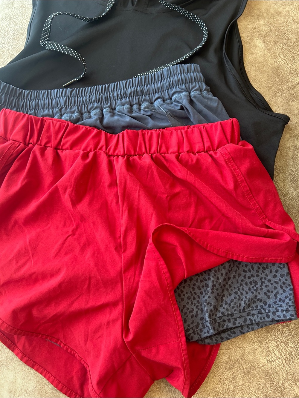 SHEIN Red and Gray Women’s Athletic Shorts 3-Piece Bundle😍